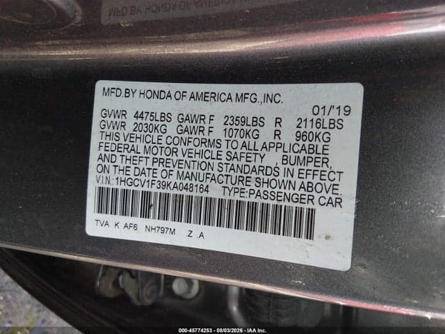 2019 HONDA ACCORD SPORT 9