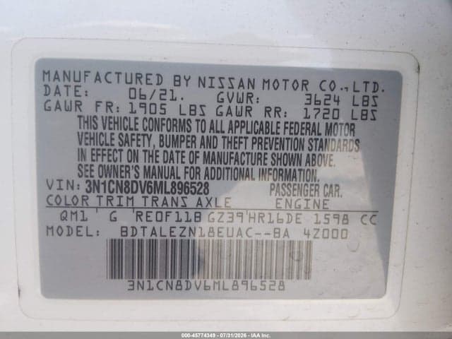 2021 NISSAN VERSA S XTRONIC CVT 9