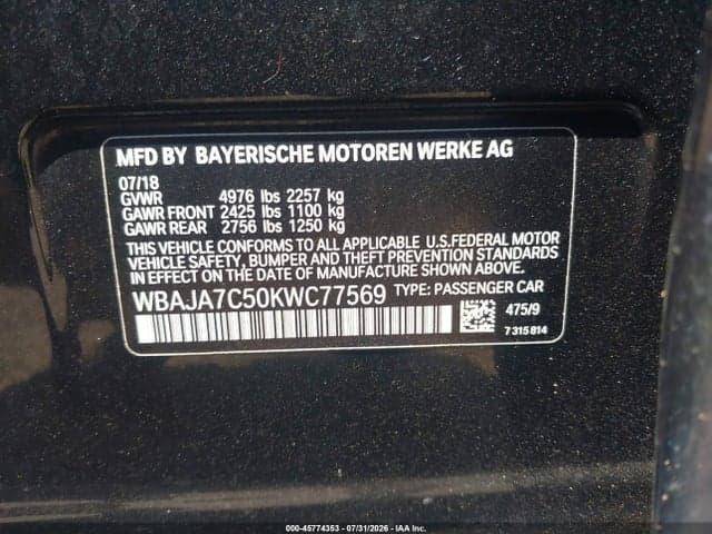 2019 BMW 5 SERIES 530I XDRIVE 9