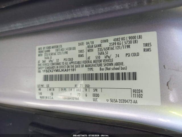 2018 FORD TRANSIT-350 XLT 9