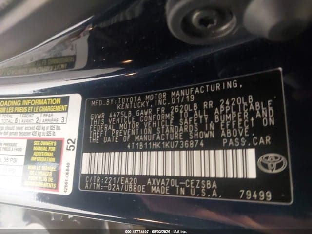 2019 TOYOTA CAMRY SE 9