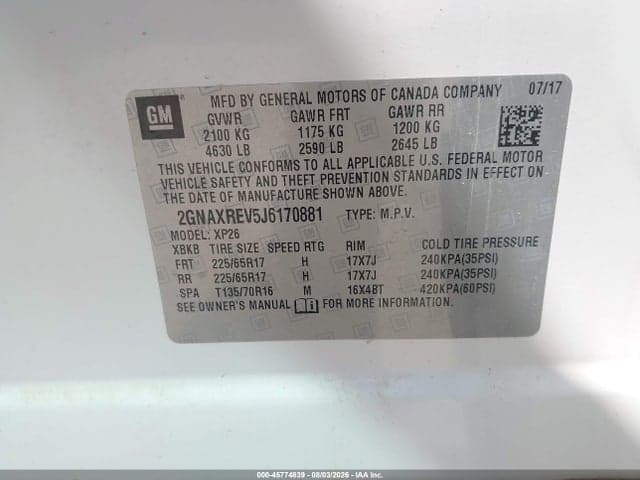 2018 CHEVROLET EQUINOX LS 9