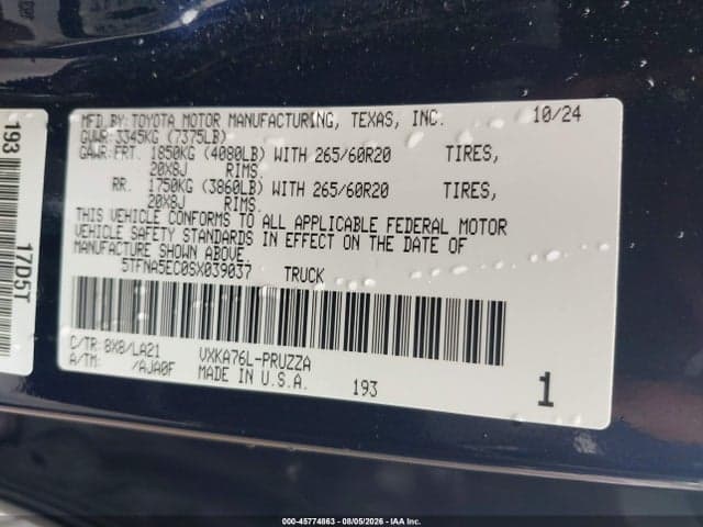 2025 TOYOTA TUNDRA PLATINUM 9