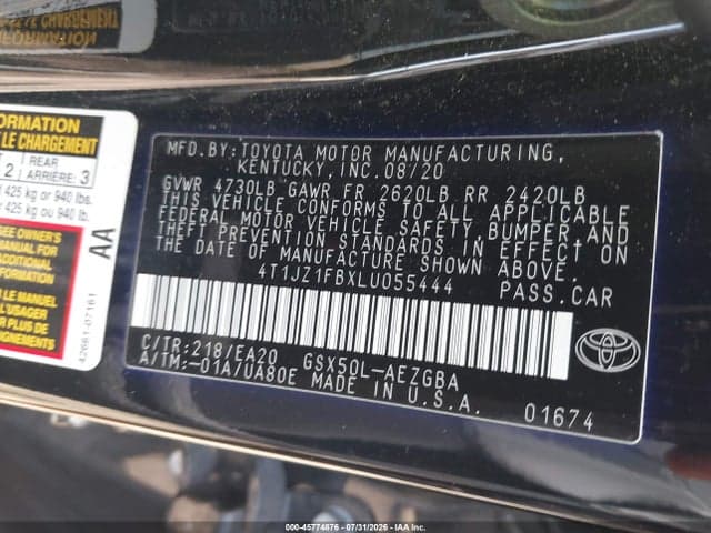 2020 TOYOTA AVALON XLE 9