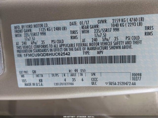 2017 FORD ESCAPE SE 9
