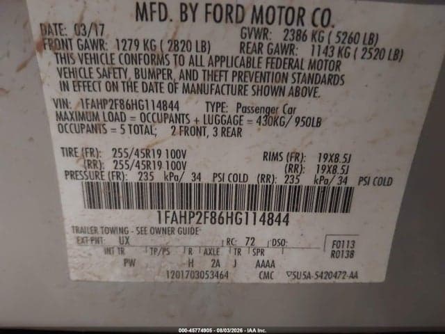 2017 FORD TAURUS LIMITED 9