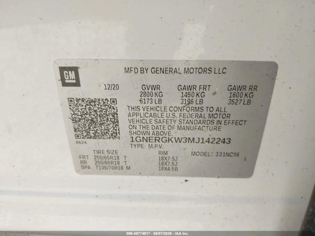 2021 CHEVROLET TRAVERSE FWD LT CLOTH 9