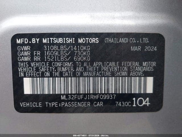 2024 MITSUBISHI MIRAGE G4 ES 9