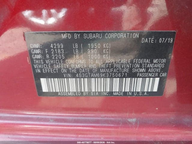 2019 SUBARU IMPREZA 2.0I SPORT 9