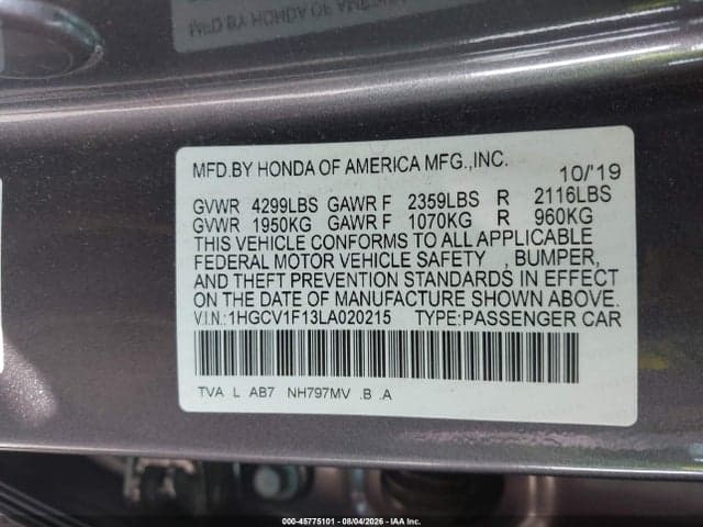 2020 HONDA ACCORD LX 9