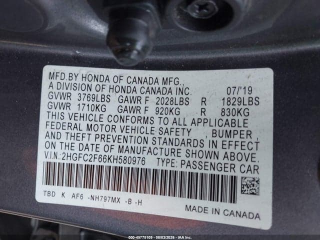 2019 HONDA CIVIC LX 9