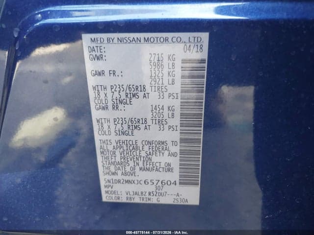 2018 NISSAN PATHFINDER S 9
