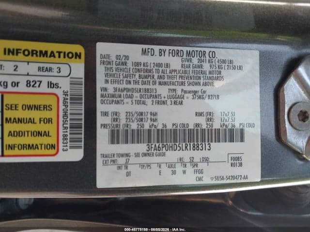 2020 FORD FUSION SE 9