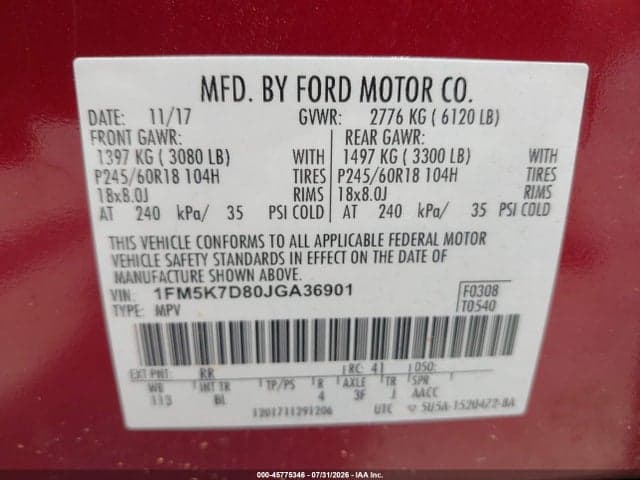 2018 FORD EXPLORER XLT 9