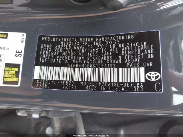 2025 TOYOTA COROLLA LE 9
