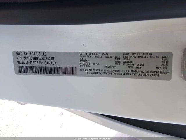 2025 CHRYSLER PACIFICA SELECT 9