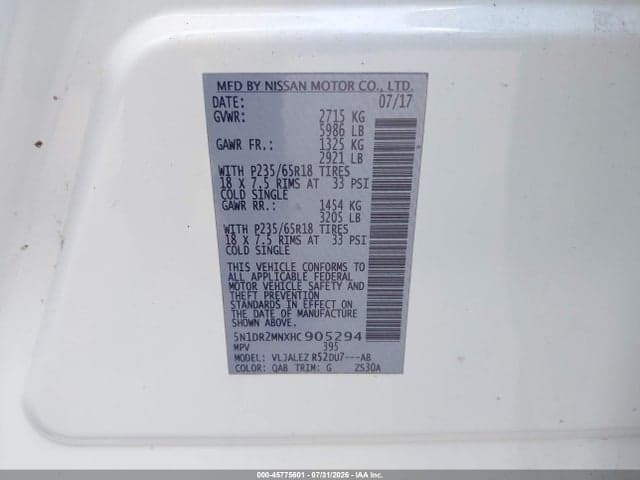 2017 NISSAN PATHFINDER SV 9