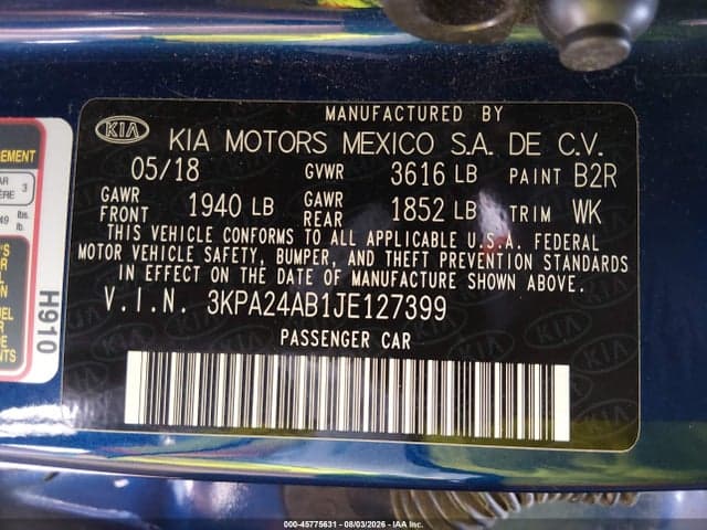 2018 KIA RIO S 9