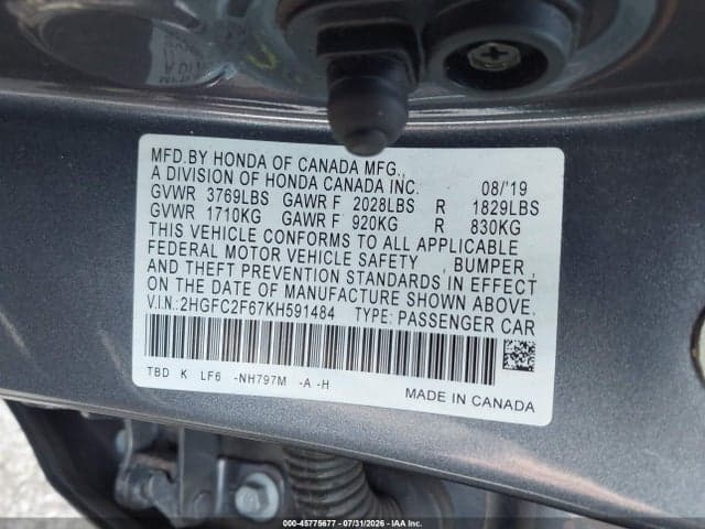 2019 HONDA CIVIC LX 9