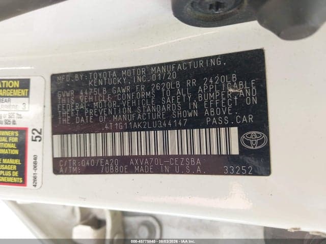 2020 TOYOTA CAMRY SE 9