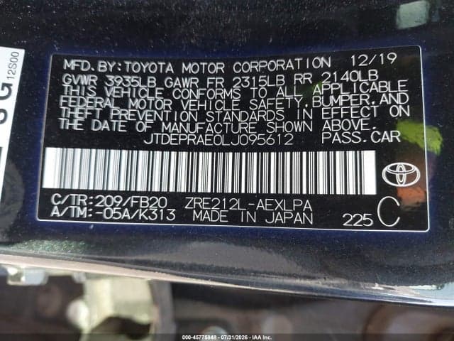 2020 TOYOTA COROLLA LE 9