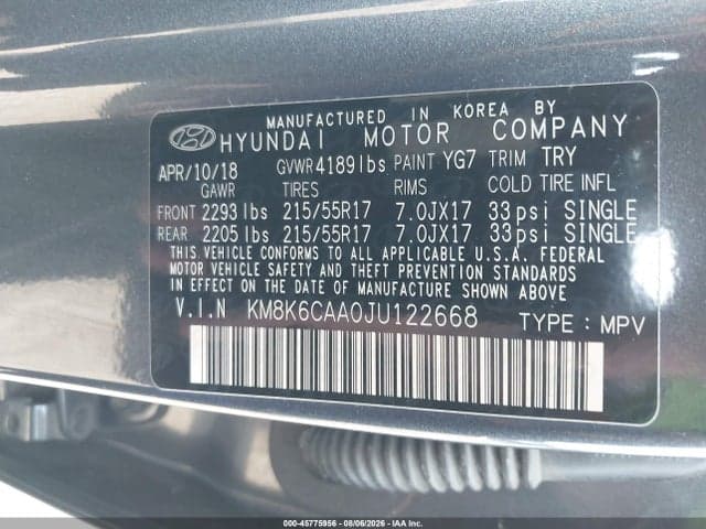2018 HYUNDAI KONA SEL 9