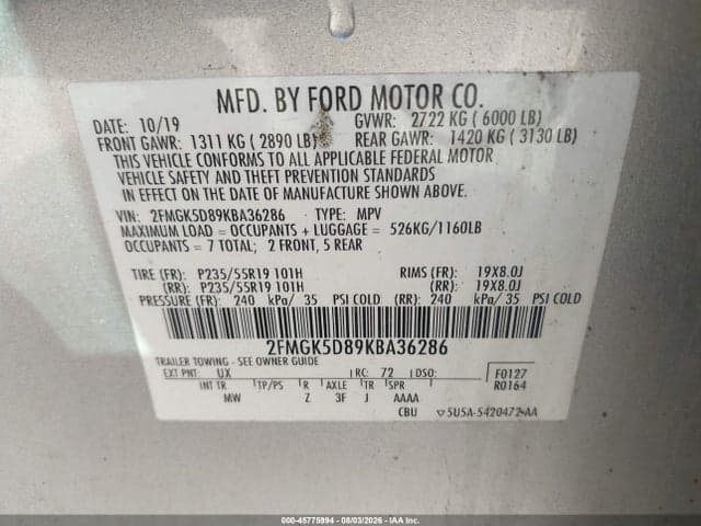 2019 FORD FLEX LIMITED 9