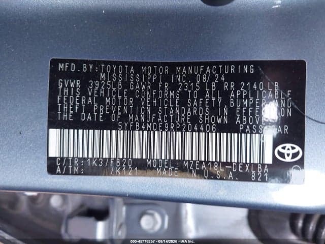 2024 TOYOTA COROLLA LE 9