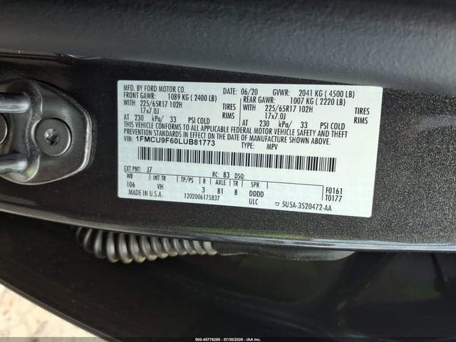 2020 FORD ESCAPE S 9