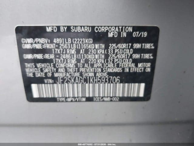 2019 SUBARU FORESTER PREMIUM 9