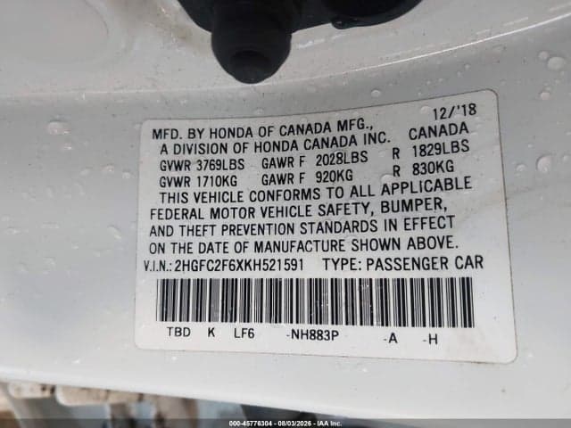 2019 HONDA CIVIC LX 9