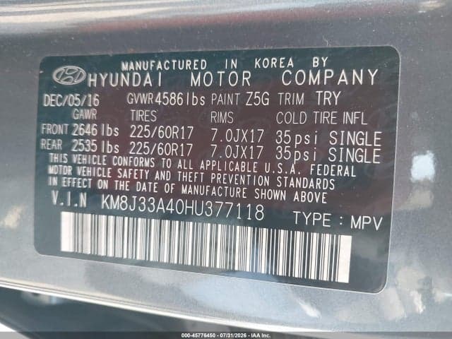 2017 HYUNDAI TUCSON SE 9