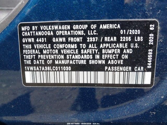 2020 VOLKSWAGEN PASSAT 2.0T SE 9