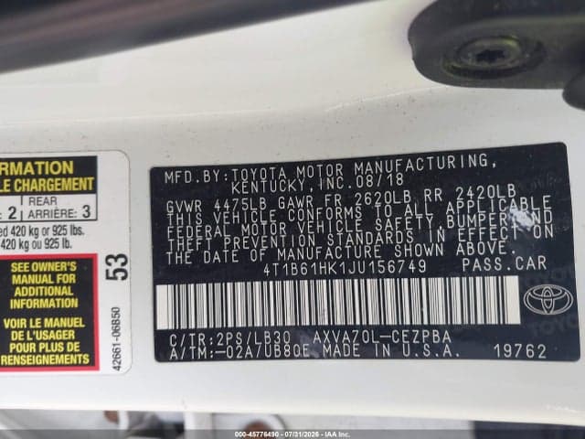 2018 TOYOTA CAMRY XSE 9