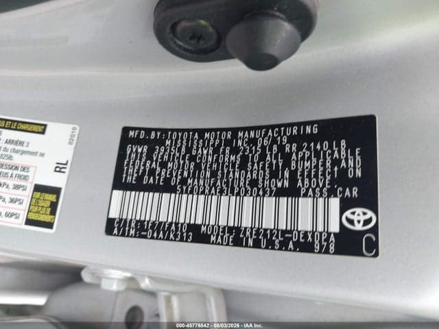 2020 TOYOTA COROLLA L 9