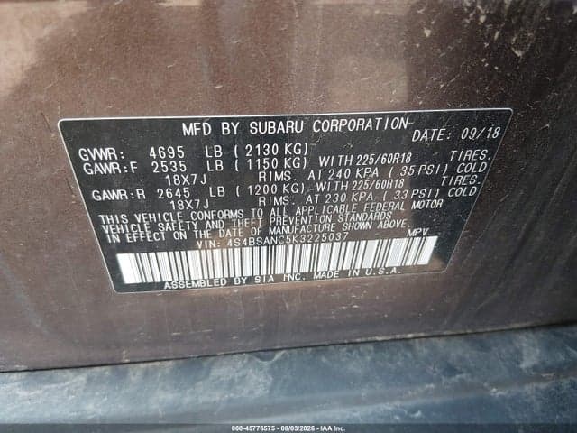 2019 SUBARU OUTBACK 2.5I LIMITED 9