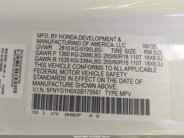2025 HONDA PILOT TRAILSPORT 9