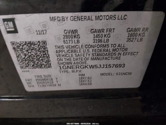 2018 CHEVROLET TRAVERSE LT CLOTH 9