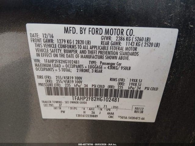 2017 FORD TAURUS LIMITED 9