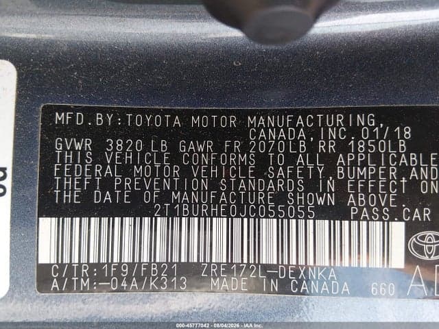 2018 TOYOTA COROLLA LE 9