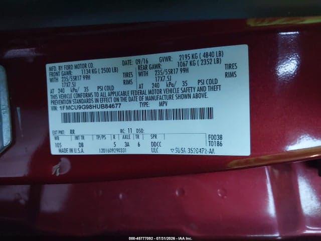 2017 FORD ESCAPE SE 9