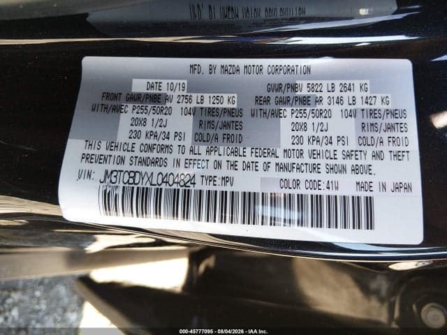 2020 MAZDA CX-9 GRAND TOURING 9