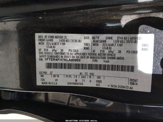 2019 FORD RANGER XLT 9