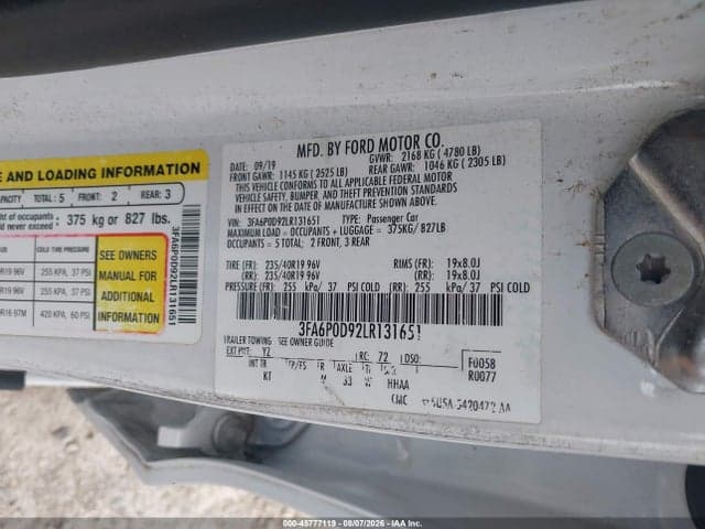 2020 FORD FUSION TITANIUM 9