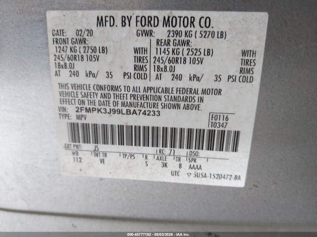 2020 FORD EDGE SEL 9