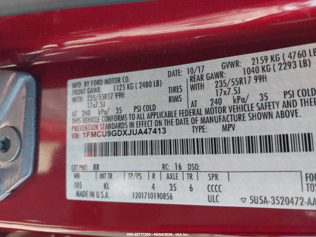 2018 FORD ESCAPE SE 9