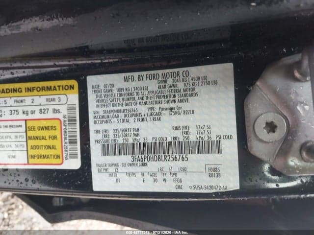2020 FORD FUSION SE 9