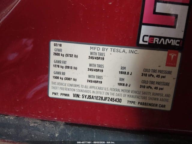 2018 TESLA MODEL S 100D/75D/P100D 9