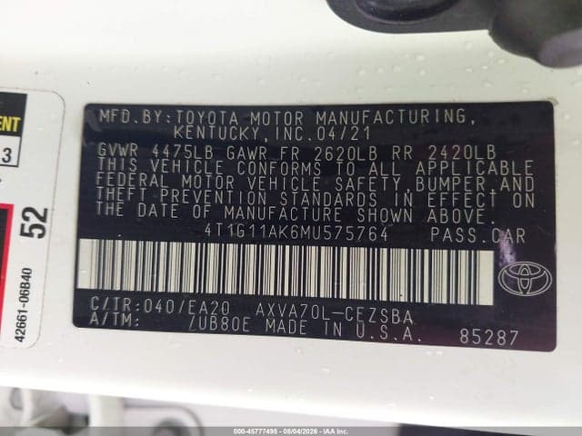 2021 TOYOTA CAMRY SE 9