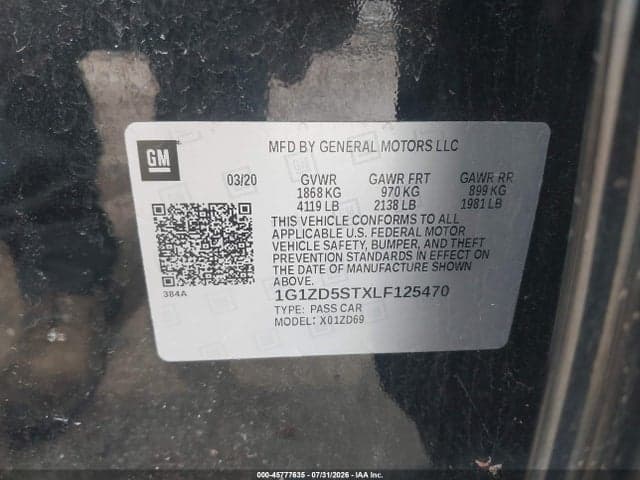 2020 CHEVROLET MALIBU FWD LT 9